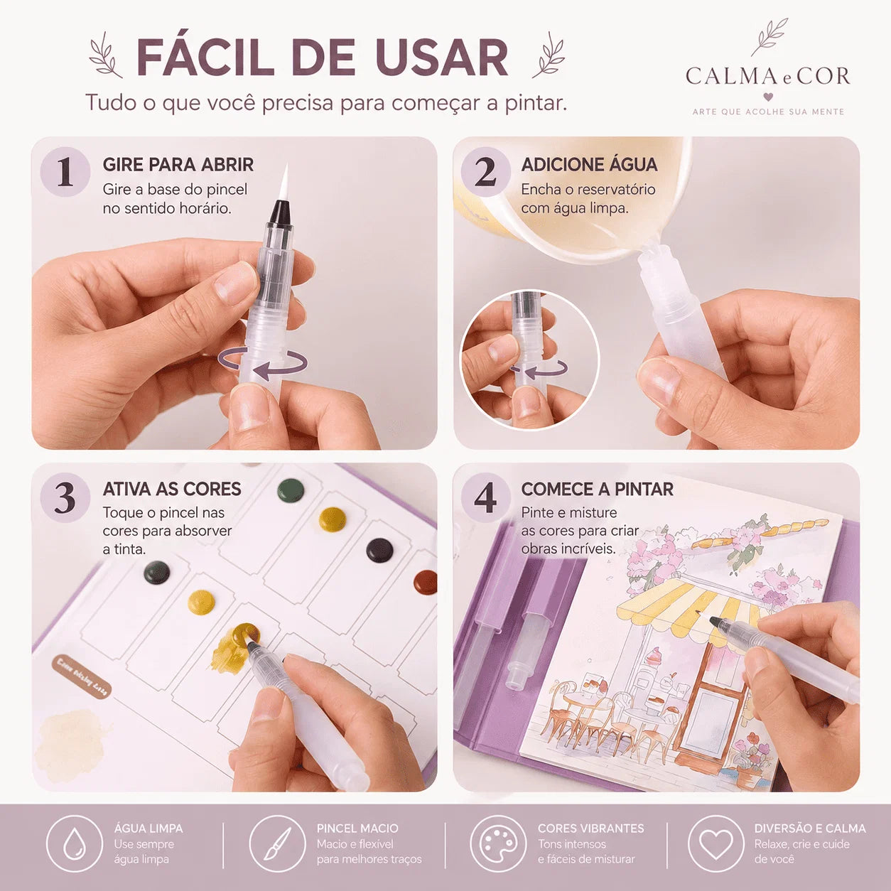 Kit Completo Criativo de Aquarela - (Flores e Penas)